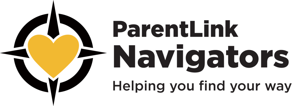 Compass rose with a gold heart in the middle. Texts to the left that reads "ParentLink Navigators Helping you find your way"