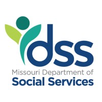 Abstract plant shape with the words "dss Missouri Department of Social Services"